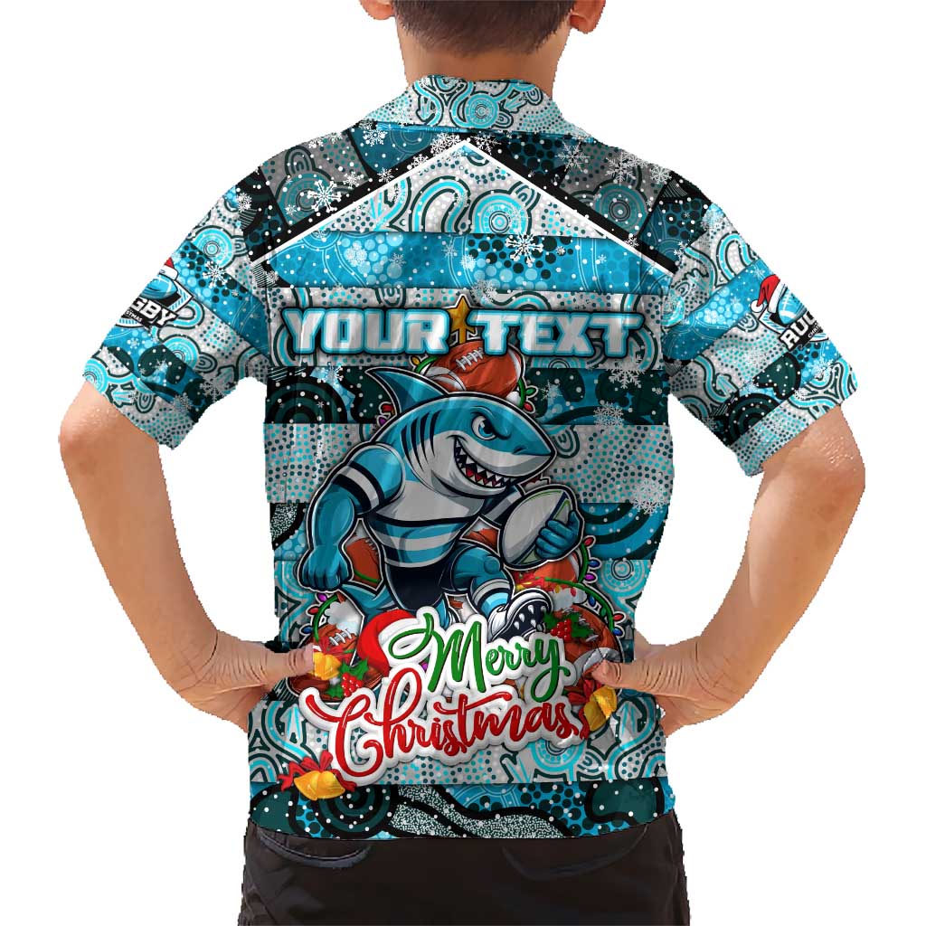 Custom Sharks Rugby Merry Christmas Hawaiian Shirt Indigenous Australian Art