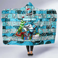 Sharks Rugby Merry Christmas Hooded Blanket Indigenous Australian Art