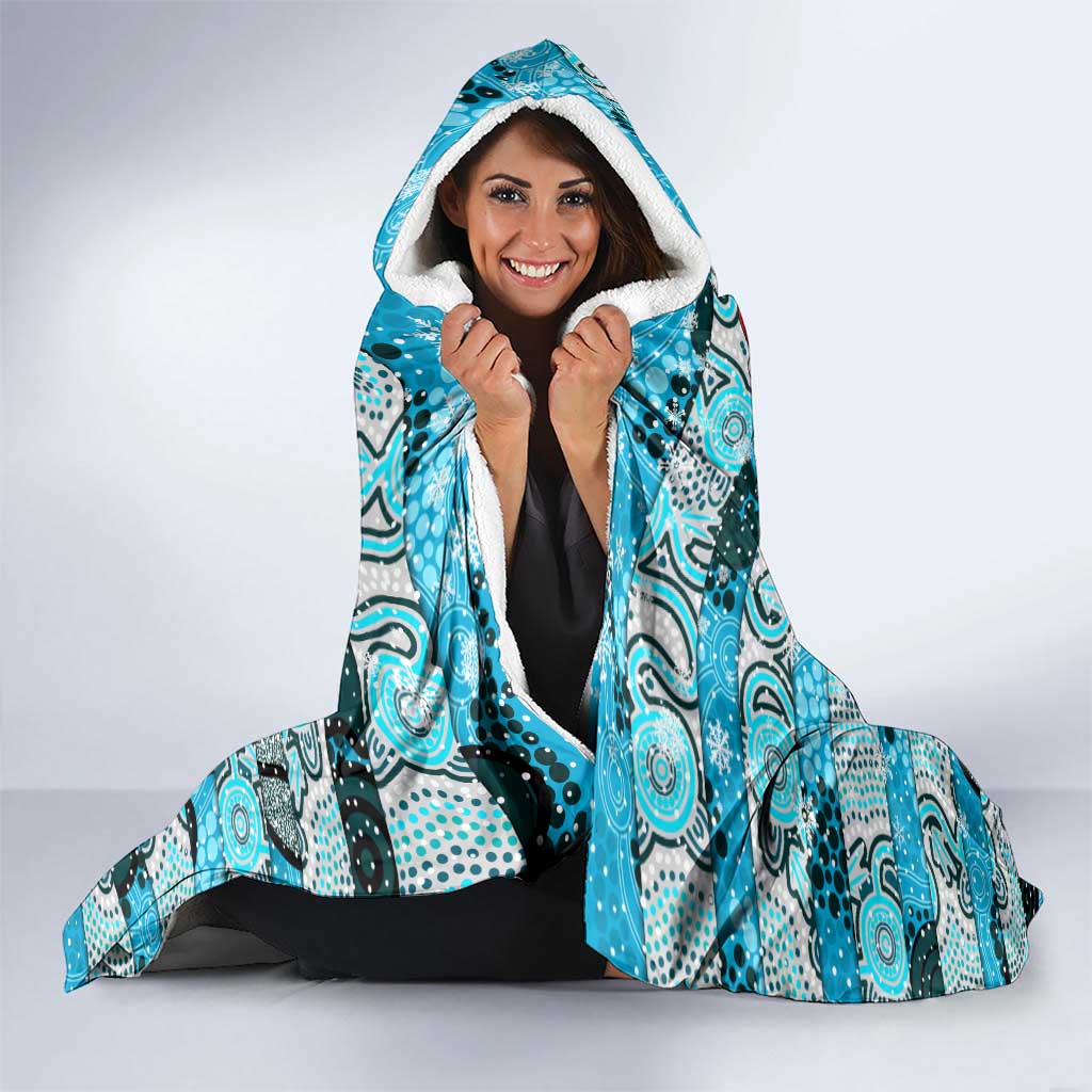 Sharks Rugby Merry Christmas Hooded Blanket Indigenous Australian Art