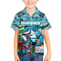 Custom Sharks Rugby Merry Christmas Kid Hawaiian Shirt Indigenous Australian Art