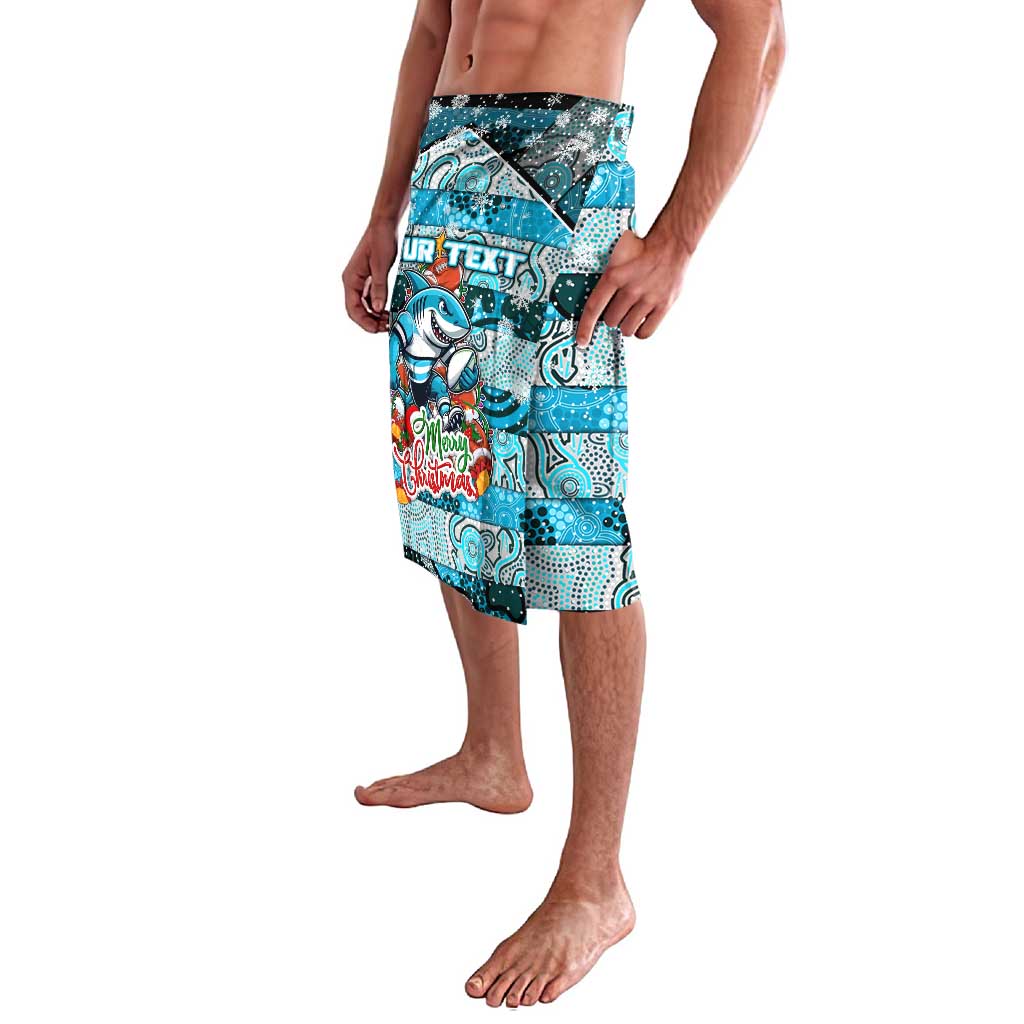 Custom Sharks Rugby Merry Christmas Lavalava Indigenous Australian Art