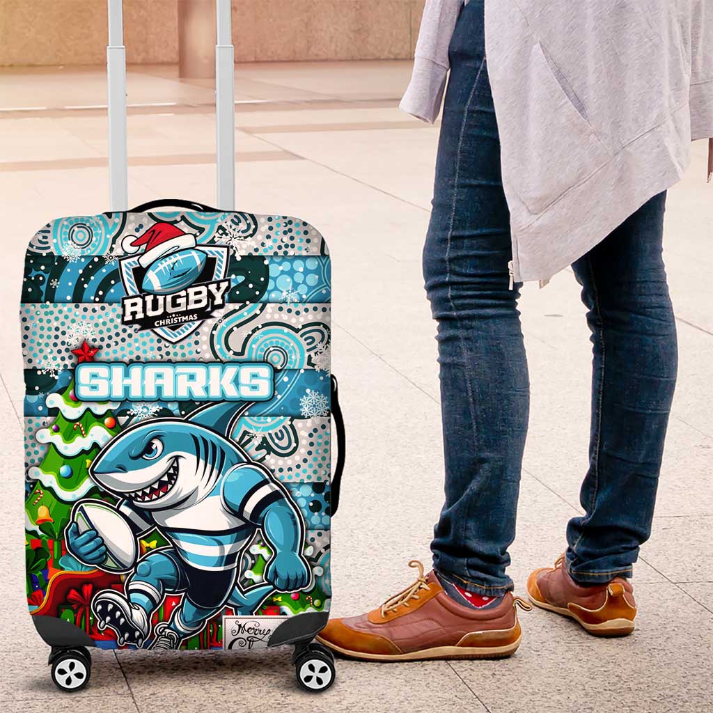 Sharks Rugby Merry Christmas Luggage Cover Indigenous Australian Art