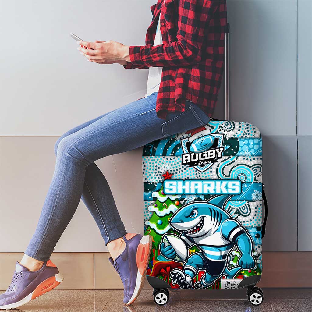 Sharks Rugby Merry Christmas Luggage Cover Indigenous Australian Art