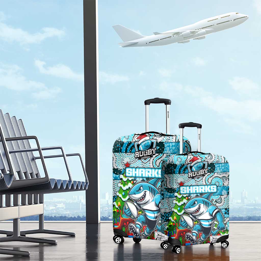 Sharks Rugby Merry Christmas Luggage Cover Indigenous Australian Art
