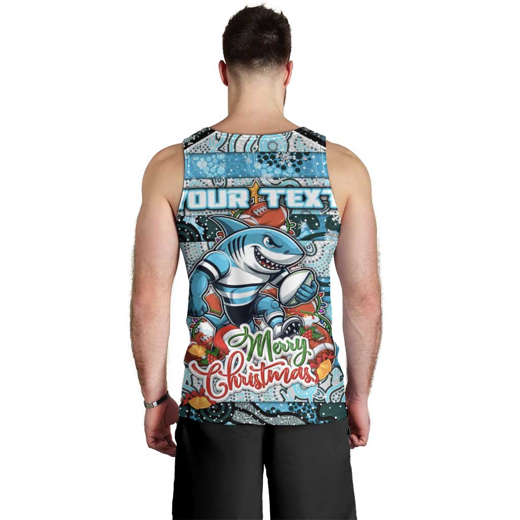 Custom Sharks Rugby Merry Christmas Men Tank Top Indigenous Australian Art