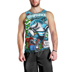 Custom Sharks Rugby Merry Christmas Men Tank Top Indigenous Australian Art
