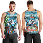 Custom Sharks Rugby Merry Christmas Men Tank Top Indigenous Australian Art
