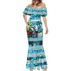 Custom Sharks Rugby Merry Christmas Mermaid Dress Indigenous Australian Art
