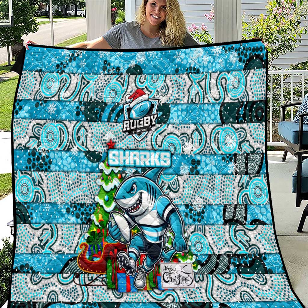Sharks Rugby Merry Christmas Quilt Indigenous Australian Art
