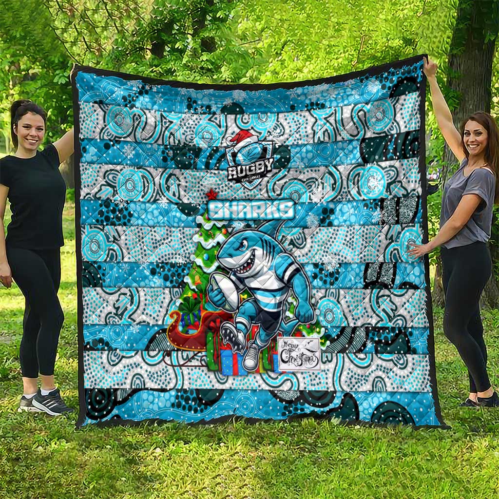 Sharks Rugby Merry Christmas Quilt Indigenous Australian Art
