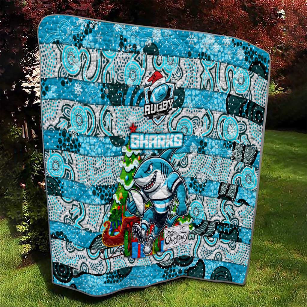 Sharks Rugby Merry Christmas Quilt Indigenous Australian Art