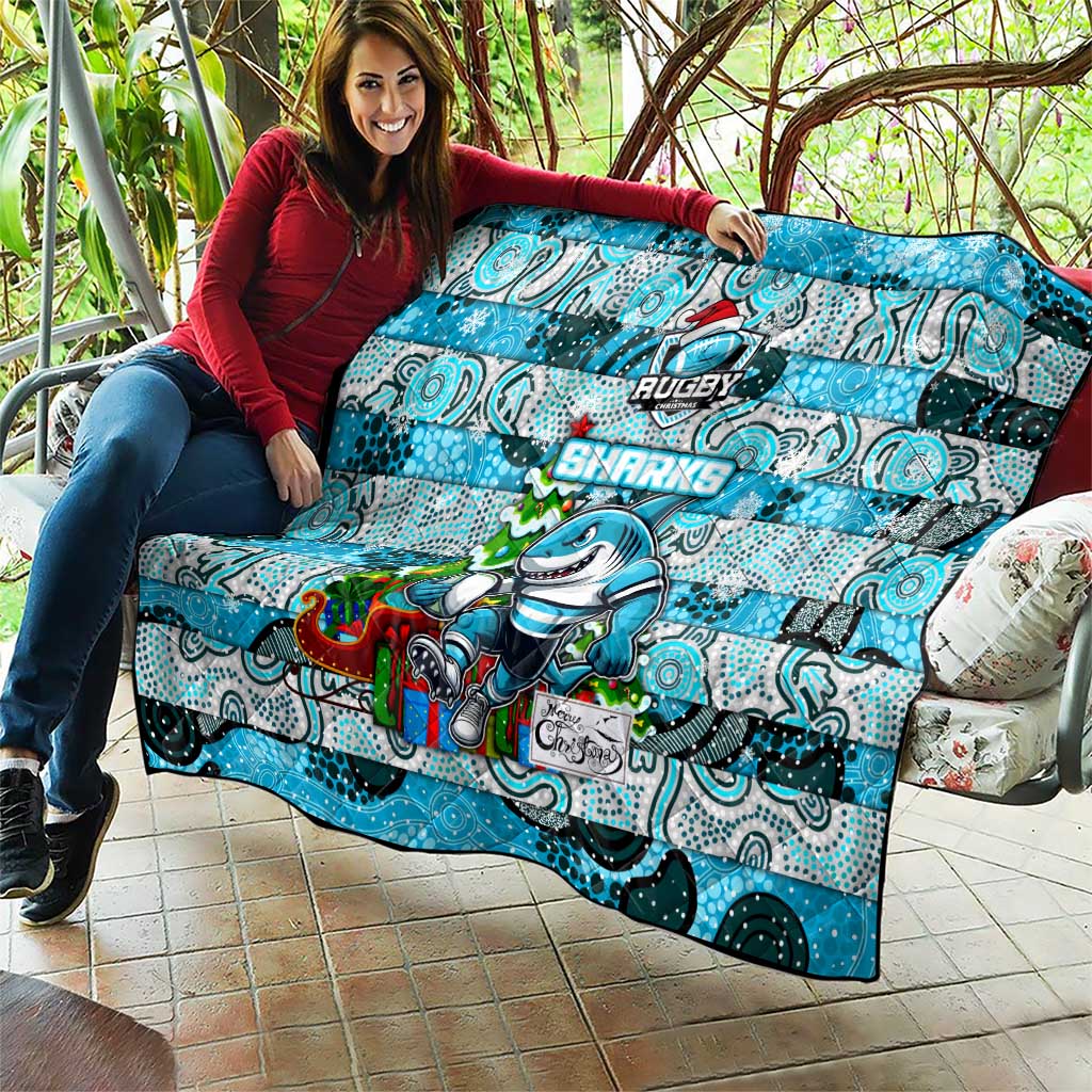 Sharks Rugby Merry Christmas Quilt Indigenous Australian Art