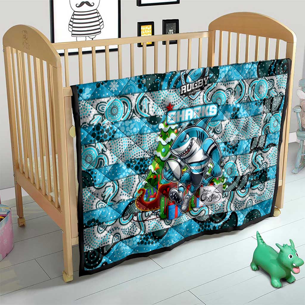 Sharks Rugby Merry Christmas Quilt Indigenous Australian Art