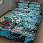 Sharks Rugby Merry Christmas Quilt Bed Set Indigenous Australian Art