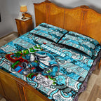 Sharks Rugby Merry Christmas Quilt Bed Set Indigenous Australian Art