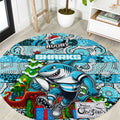 Sharks Rugby Merry Christmas Round Carpet Indigenous Australian Art