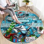 Sharks Rugby Merry Christmas Round Carpet Indigenous Australian Art