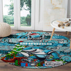 Sharks Rugby Merry Christmas Round Carpet Indigenous Australian Art