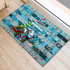 Sharks Rugby Merry Christmas Rubber Doormat Indigenous Australian Art