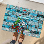 Sharks Rugby Merry Christmas Rubber Doormat Indigenous Australian Art