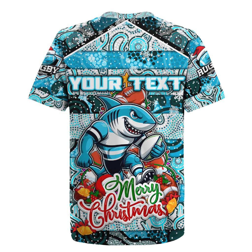 Custom Sharks Rugby Merry Christmas Rugby Jersey Indigenous Australian Art