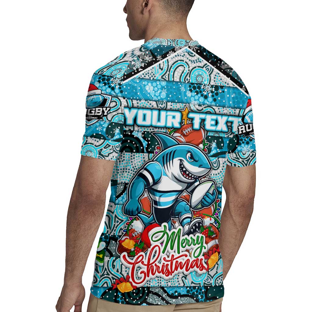 Custom Sharks Rugby Merry Christmas Rugby Jersey Indigenous Australian Art
