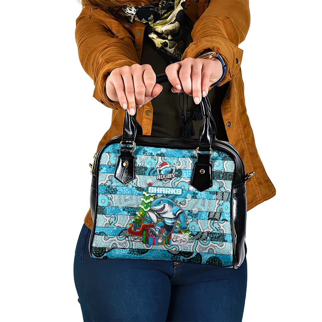 Sharks Rugby Merry Christmas Shoulder Handbag Indigenous Australian Art