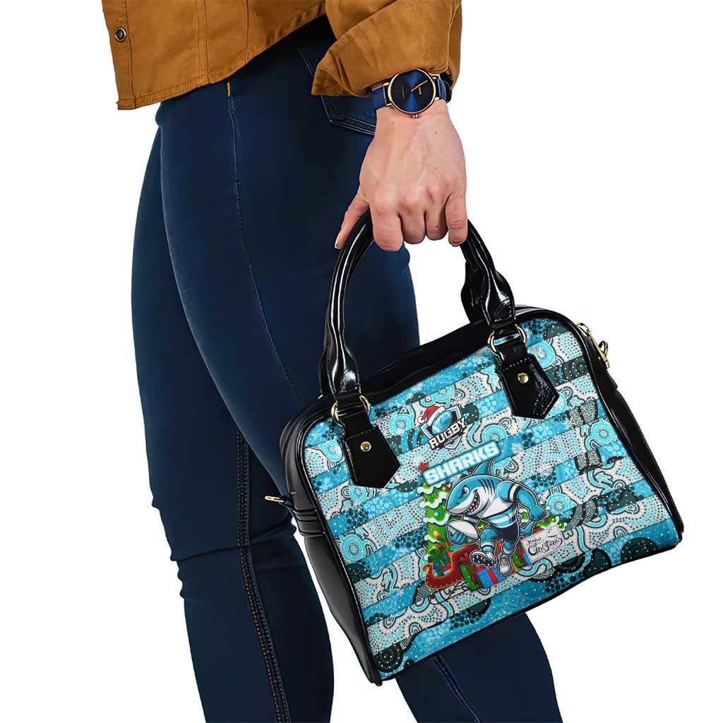 Sharks Rugby Merry Christmas Shoulder Handbag Indigenous Australian Art