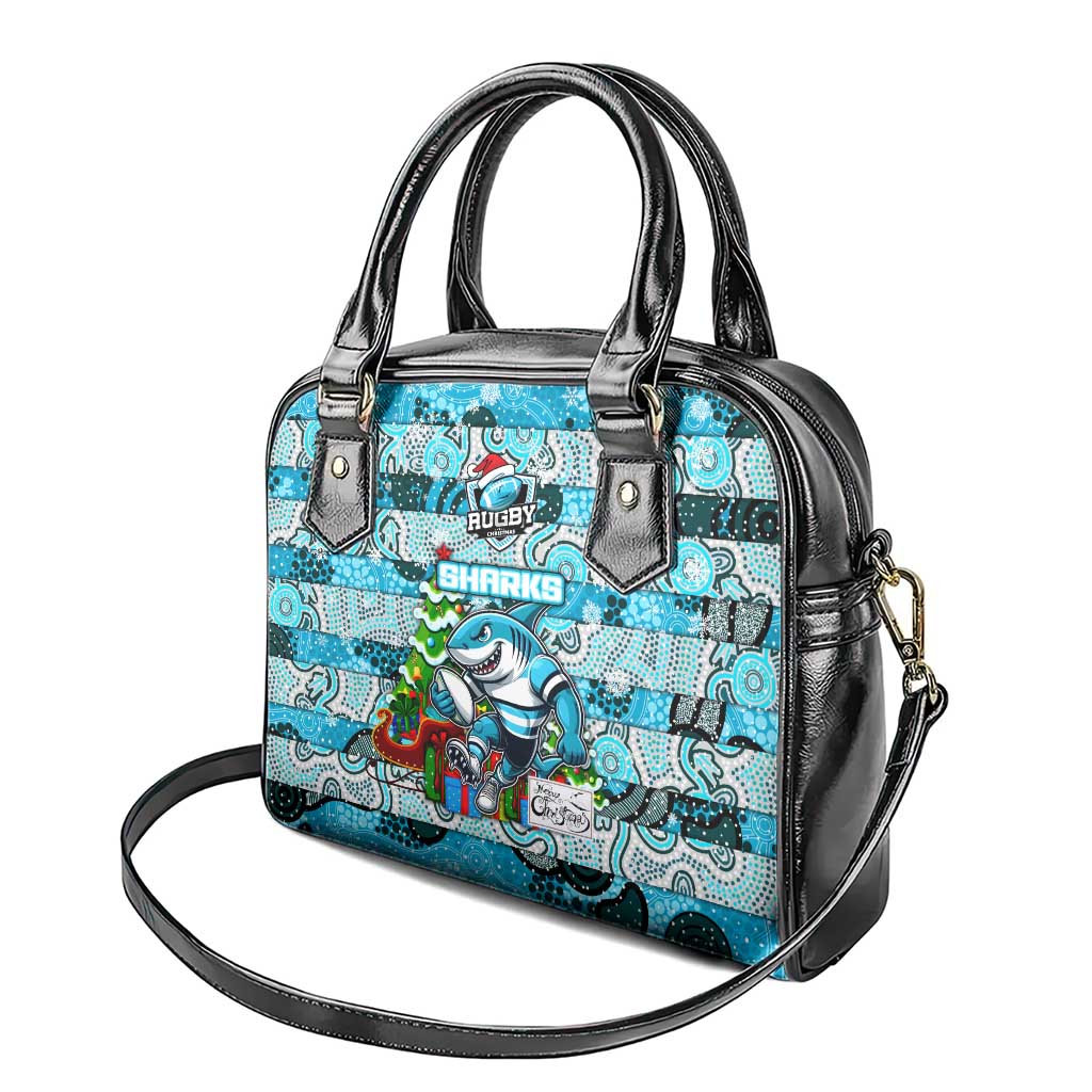 Sharks Rugby Merry Christmas Shoulder Handbag Indigenous Australian Art