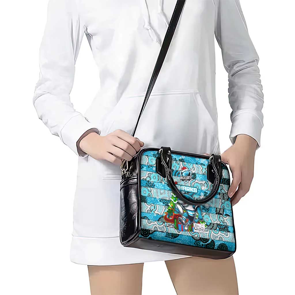 Sharks Rugby Merry Christmas Shoulder Handbag Indigenous Australian Art