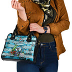 Sharks Rugby Merry Christmas Shoulder Handbag Indigenous Australian Art