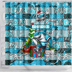 Sharks Rugby Merry Christmas Shower Curtain Indigenous Australian Art