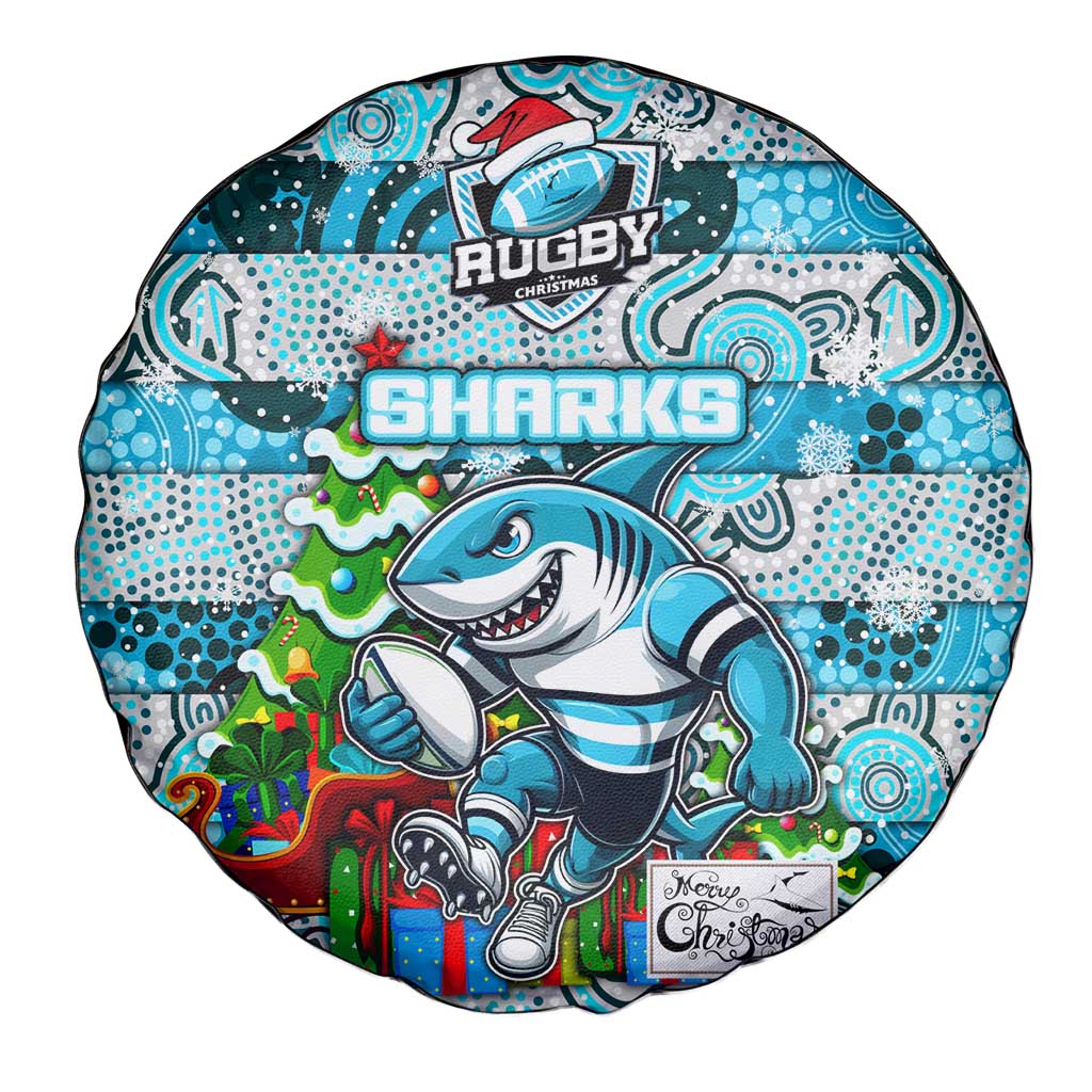 Sharks Rugby Merry Christmas Spare Tire Cover Indigenous Australian Art