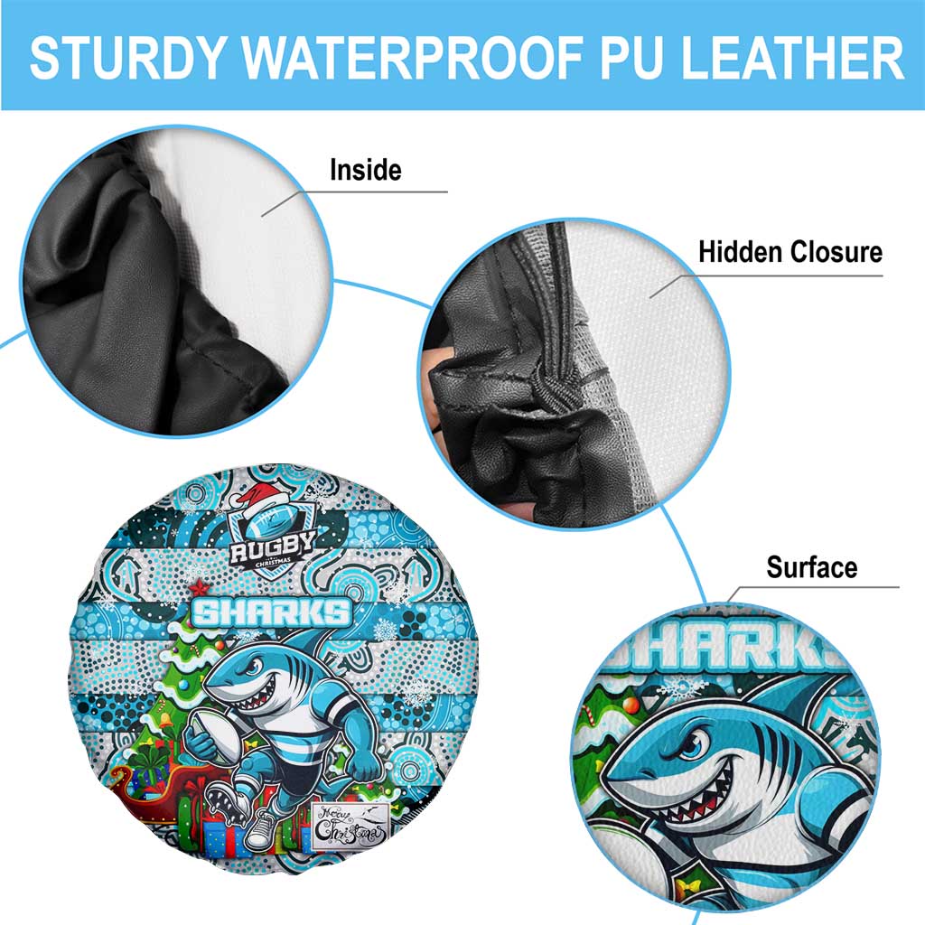 Sharks Rugby Merry Christmas Spare Tire Cover Indigenous Australian Art