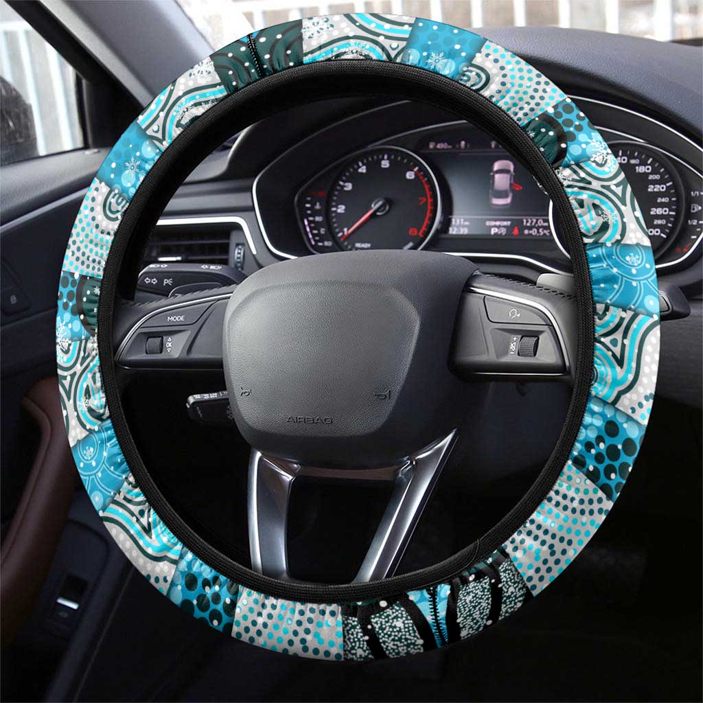 Sharks Rugby Merry Christmas Steering Wheel Cover Indigenous Australian Art