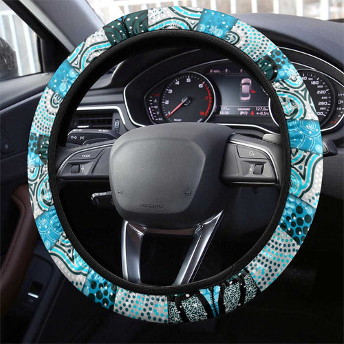 Sharks Rugby Merry Christmas Steering Wheel Cover Indigenous Australian Art