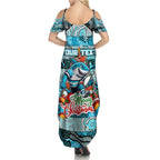 Custom Sharks Rugby Merry Christmas Summer Maxi Dress Indigenous Australian Art
