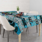 Sharks Rugby Merry Christmas Tablecloth Indigenous Australian Art