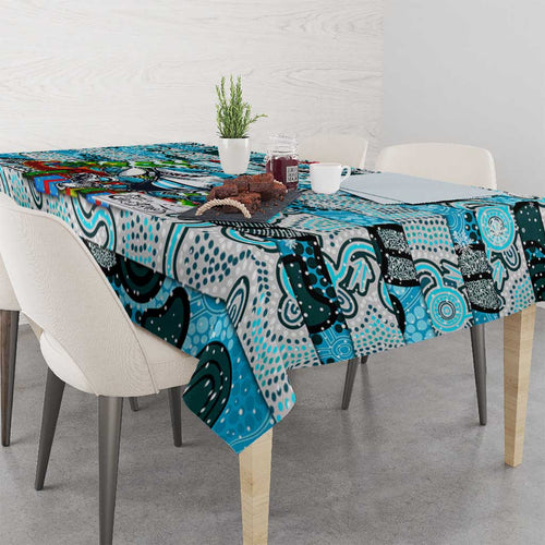 Sharks Rugby Merry Christmas Tablecloth Indigenous Australian Art