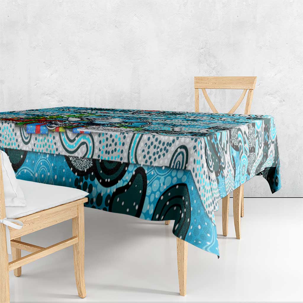 Sharks Rugby Merry Christmas Tablecloth Indigenous Australian Art