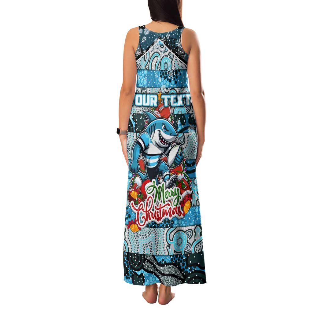 Custom Sharks Rugby Merry Christmas Tank Maxi Dress Indigenous Australian Art