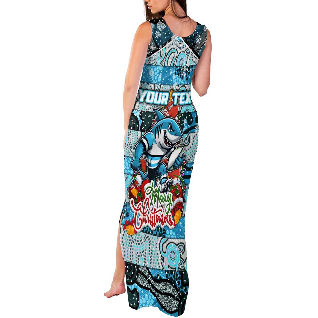 Custom Sharks Rugby Merry Christmas Tank Maxi Dress Indigenous Australian Art