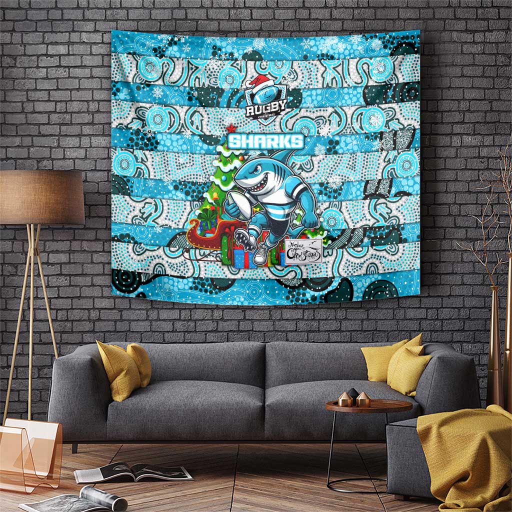 Sharks Rugby Merry Christmas Tapestry Indigenous Australian Art