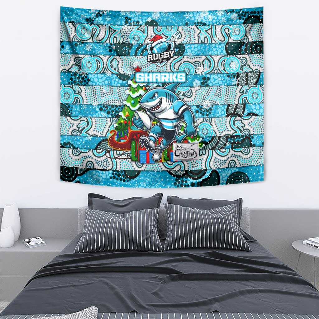 Sharks Rugby Merry Christmas Tapestry Indigenous Australian Art