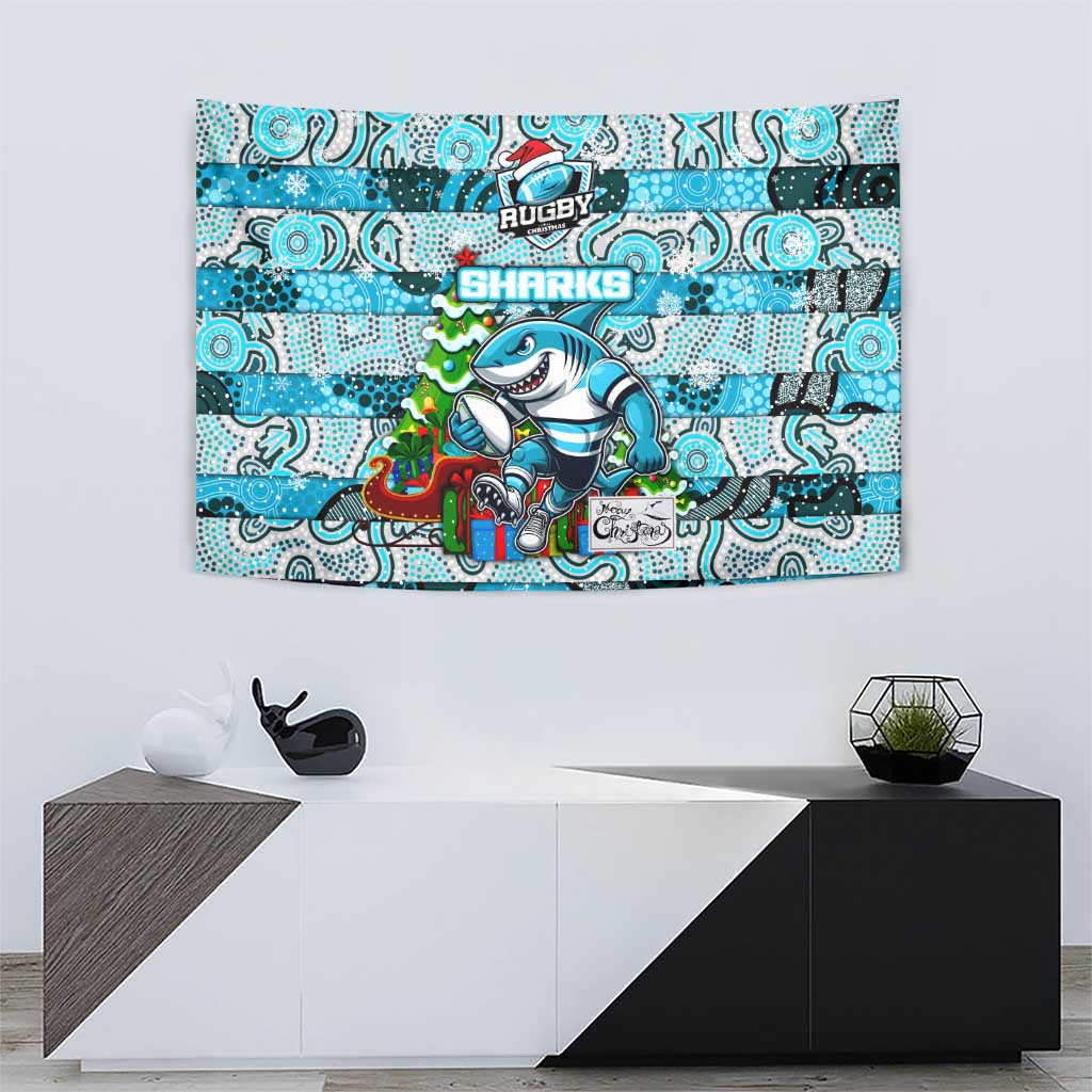 Sharks Rugby Merry Christmas Tapestry Indigenous Australian Art
