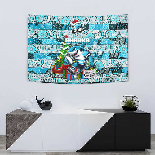 Sharks Rugby Merry Christmas Tapestry Indigenous Australian Art