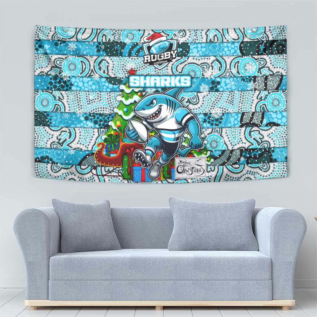 Sharks Rugby Merry Christmas Tapestry Indigenous Australian Art