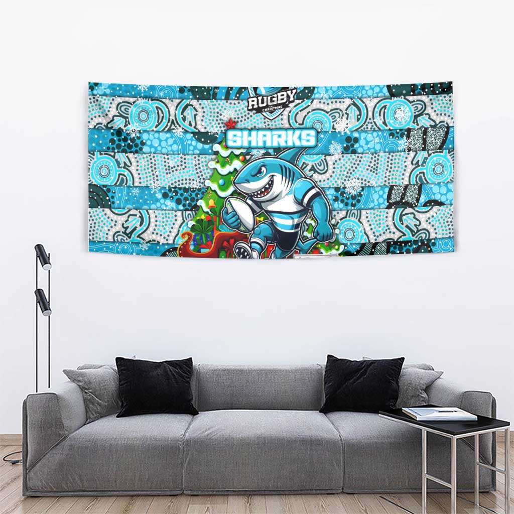Sharks Rugby Merry Christmas Tapestry Indigenous Australian Art