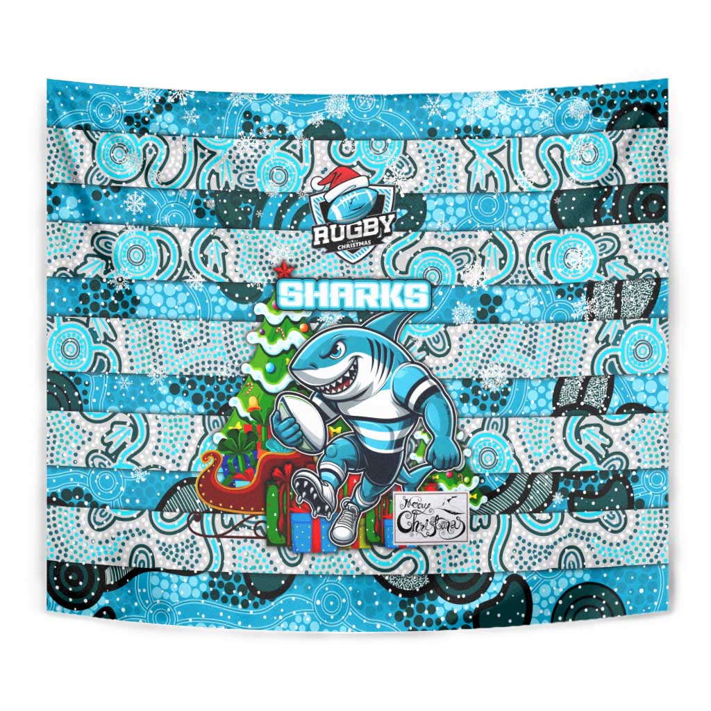 Sharks Rugby Merry Christmas Tapestry Indigenous Australian Art