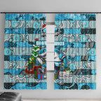 Sharks Rugby Merry Christmas Window Curtain Indigenous Australian Art